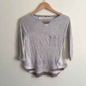 Anthropologie | Little Yellow Button Grey Top XSP